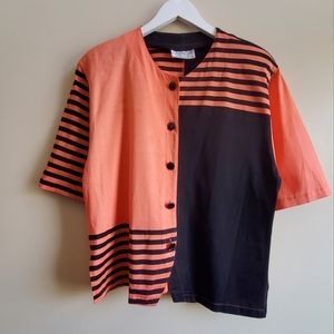 Vintage Givenchy button down shirt, short sleeve, unique design, size 12
